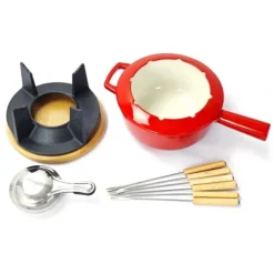 Oldenhof fondueset ø 20 cm 6-persoons gietijzer rood