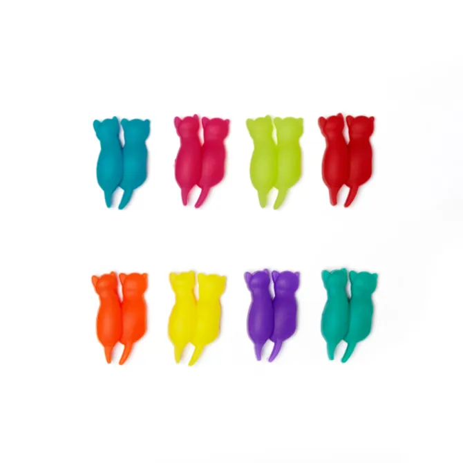 Oldenhof Glas markers regenboog katten 8 stuks silicone