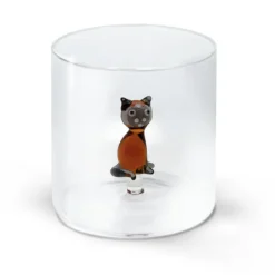 Oldenhof glazen beker met Siamese kat 250 ml