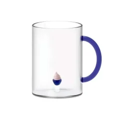 Oldenhof glazen mok met cupcake blauw roze 420 ml