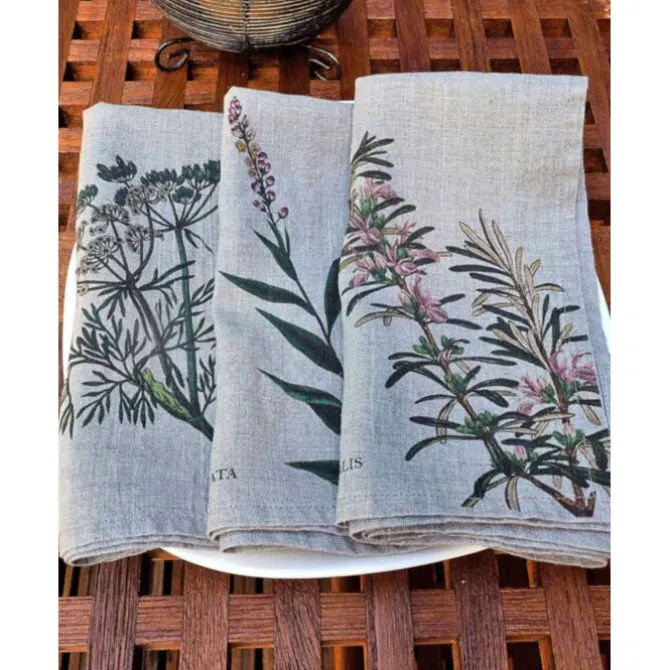 Oldenhof Herbs servet 45 x 45 cm linnen 6 stuks