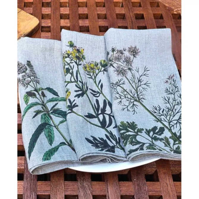 Oldenhof Herbs servet 45 x 45 cm linnen 6 stuks
