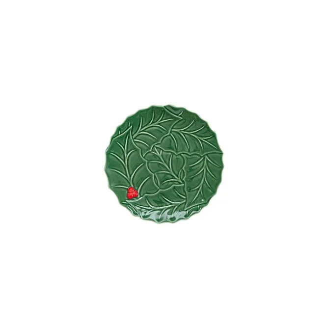 Oldenhof Holly & Berries serveerbord 20 cm porselein cadeaubox groen