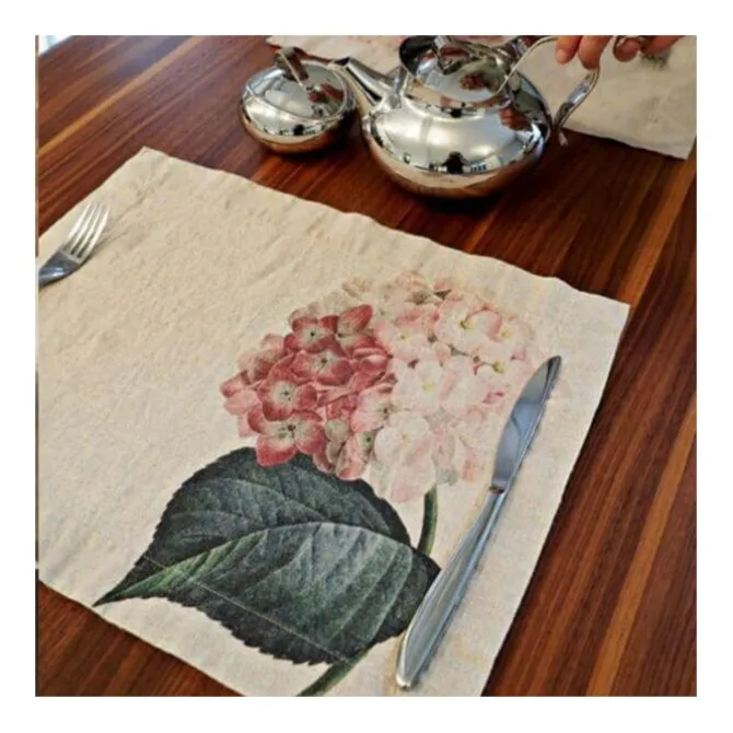 Oldenhof Hydrangea placemat 35 x 48 cm linnen 2 stuks