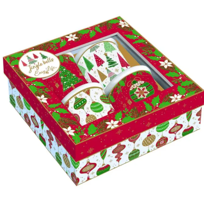 Oldenhof Jingle Bells espressokop aardewerk 4-delig