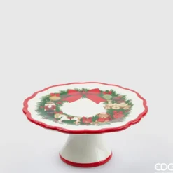 Oldenhof Kerstkrans taartplateau 10 x 21,5 cm aardewerk