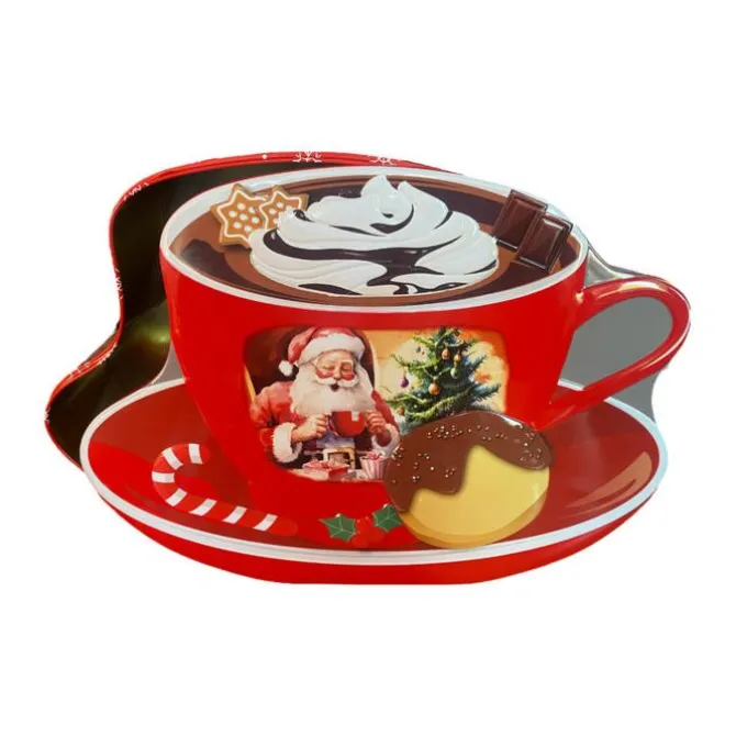 Oldenhof koekblik Kerst kop en schotel 3 liter rood