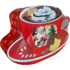 Oldenhof koekblik Kerst kop en schotel 3 liter rood