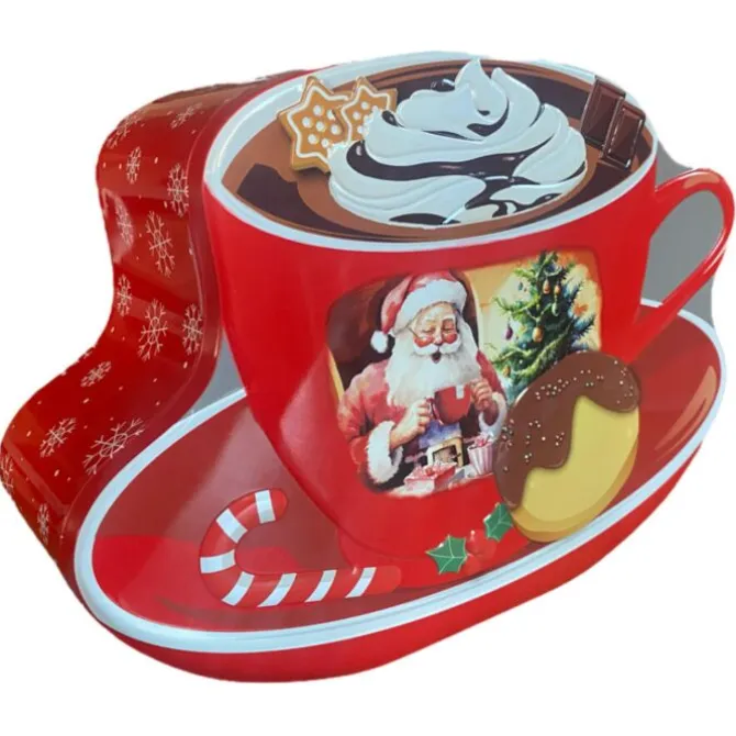 Oldenhof koekblik Kerst kop en schotel 3 liter rood