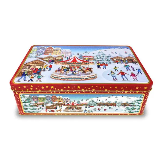 Oldenhof Koekblik Kerst schaatsbaan uitvouwbaar 3,8 liter