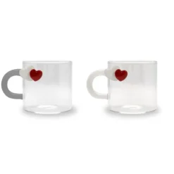 Oldenhof koffiebeker met hart 130 ml glas 2 stuks