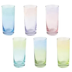 Oldenhof longdrink glazen 430 ml regenboog kleuren set van 6