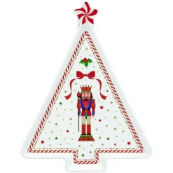 Oldenhof Nutcracker Twist Kerstboom serveerbord 21 x 16 cm porselein