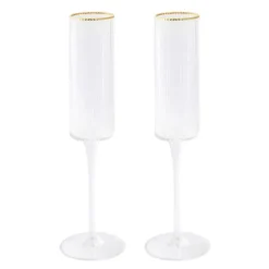 Oldenhof ORO champagneflûte met gouden rand 200 ml glas 2 stuks