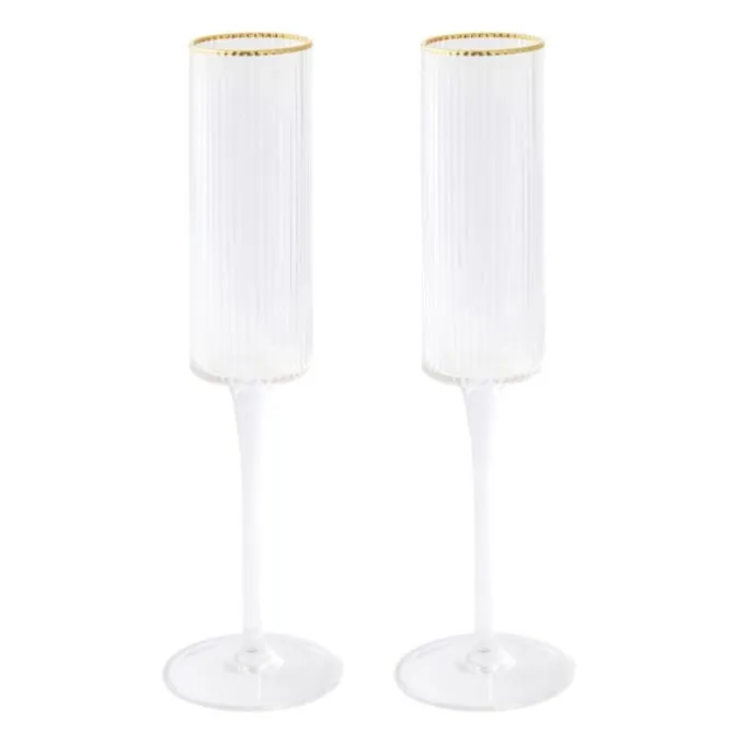 Oldenhof ORO champagneflûte met gouden rand 200 ml glas 2 stuks