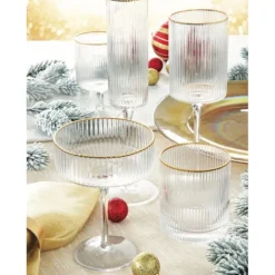 Oldenhof ORO wijnglas met gouden rand 280 ml glas 2 stuks