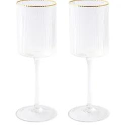 Oldenhof ORO wijnglas met gouden rand 300 ml glas 2 stuks