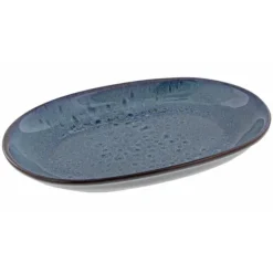 Oldenhof 1821 ovale schaal ø 30,5 x 21 cm aardewerk indigo spickelblauw