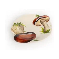 Oldenhof plat bord paddenstoelen bruin