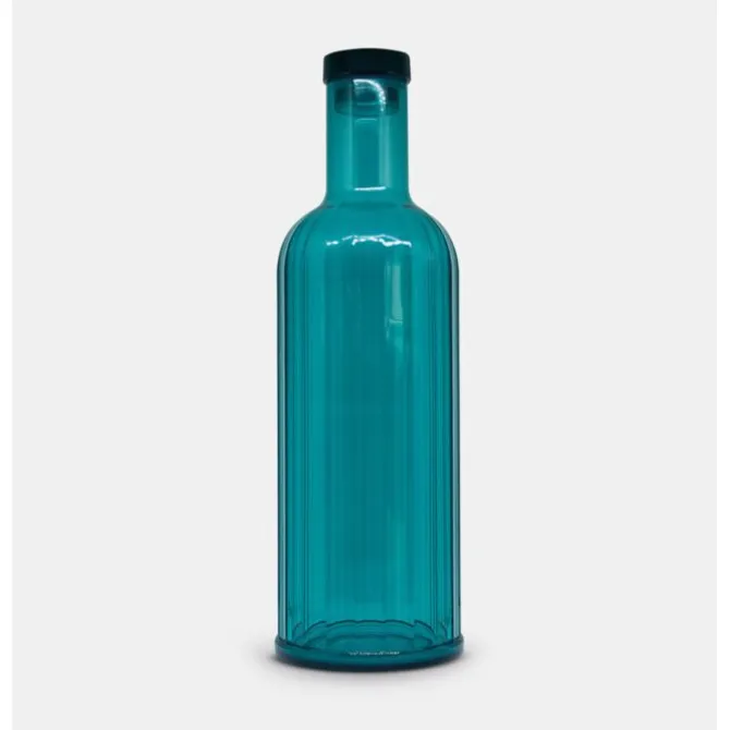 Oldenhof plissé fles met dop 1 l kunststof turquoise