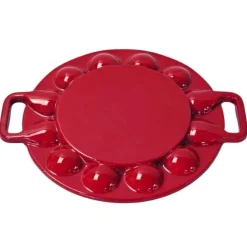 Oldenhof poffertjesplaat ø 24 cm gietijzer rood