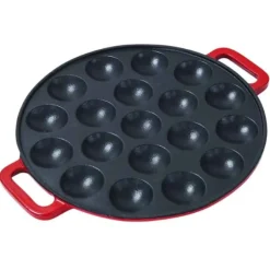 Oldenhof poffertjesplaat ø 24 cm gietijzer rood