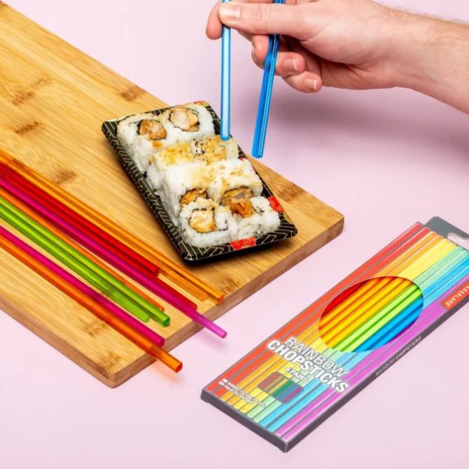 Oldenhof regenboog eetstokjes set van 6 acryl