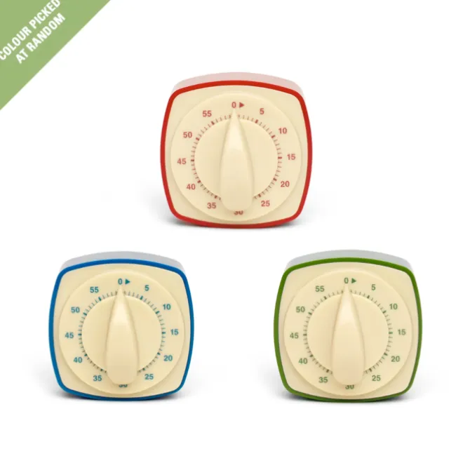 Oldenhof retro keukentimer met magneet 6,5 x 6,5 cm blauw, groen of rood