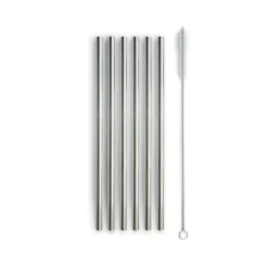 Oldenhof rietjes 21 cm met reinigingsborsteltje rvs zilver
