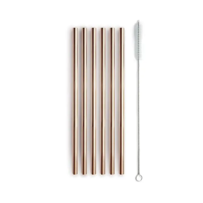 Oldenhof rietjes 21 cm met reinigingsborsteltje rvs koperkleurig