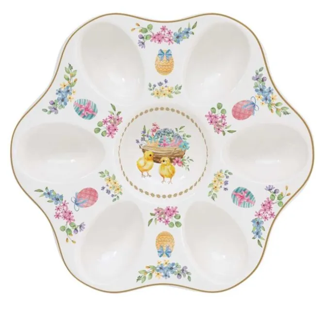 Oldenhof Spring Bloom eierbord voor 6 eieren porselein