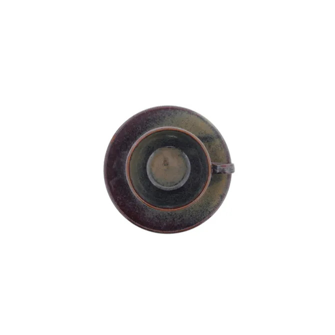 Oldenhof 1821 theekop met schotel aardewerk mosgroen