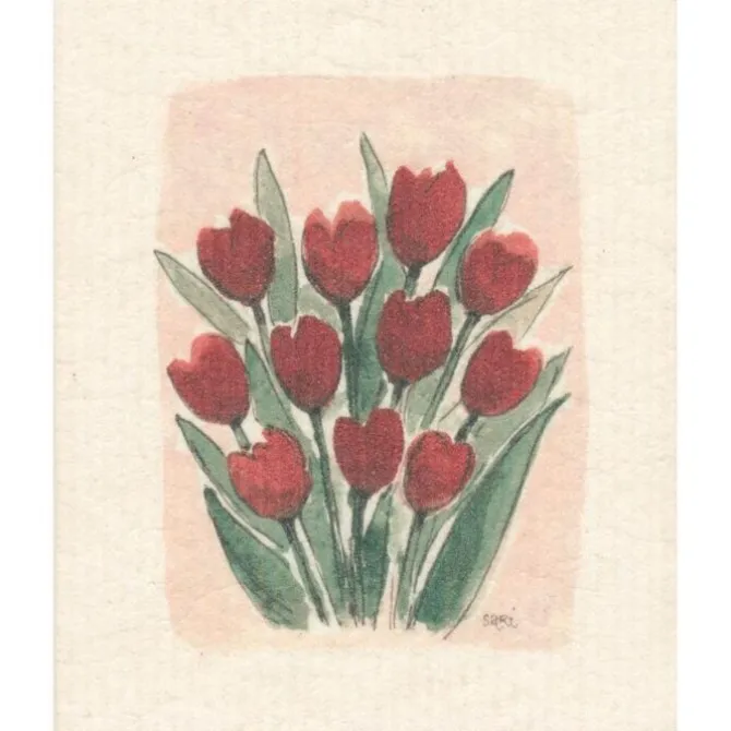 Oldenhof vaatdoekje 20 x 17 cm Red Tulips
