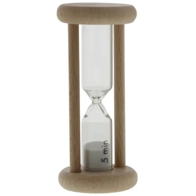 Oldenhof zandloper 10 cm 5 minuten hout naturel