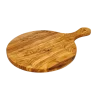1821 Olijfhout ronde serveerplank met greep ø 30 cm olijfhout