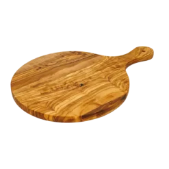 1821 Olijfhout ronde serveerplank met greep ø 30 cm olijfhout