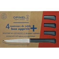 Opinel Bon Appétit + steakmes 11 cm antraciet 4 stuks