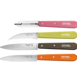 Opinel Essentials messenset rvs rood-bruin-geel-roze 4-delig