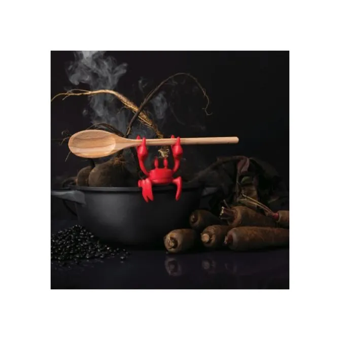 Ototo Red lepelhouder en stoomaflater 7,5 cm silicone rood