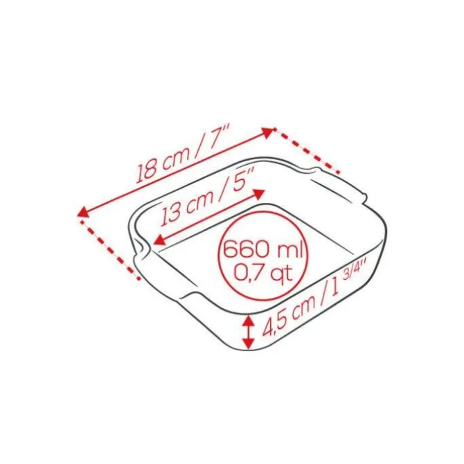 Peugeot Appolia vierkante ovenschaal 18 cm keramiek ecru