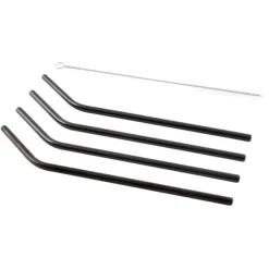 Point-Virgule cocktailrietjes met reinigingsborstel rvs zwart 4 stuks