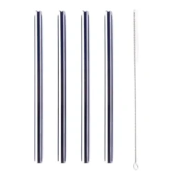 Point-Virgule 4 herbruikbare rietjes 14 cm rvs zwart
