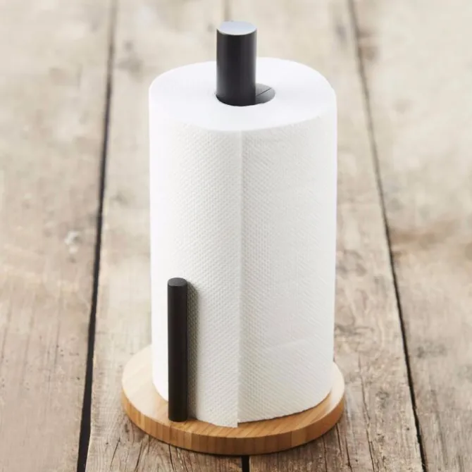 Point-Virgule keukenrolhouder ø 15 cm h 29 cm bamboehout zwart