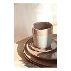 Pomax Spiro theebeker ø 8 cm aardewerk poederroze