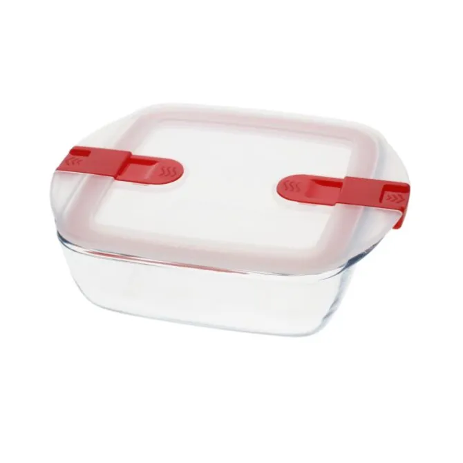 Pyrex Cook & Heat vierkante ovenschaal met deksel 1 L glas