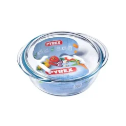 Pyrex ronde ovenschaal met deksel 3 liter glas