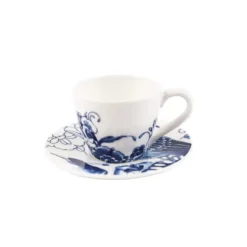 Royal Delft Peacock Symphony espressokop + schotel 100 ml aardewerk