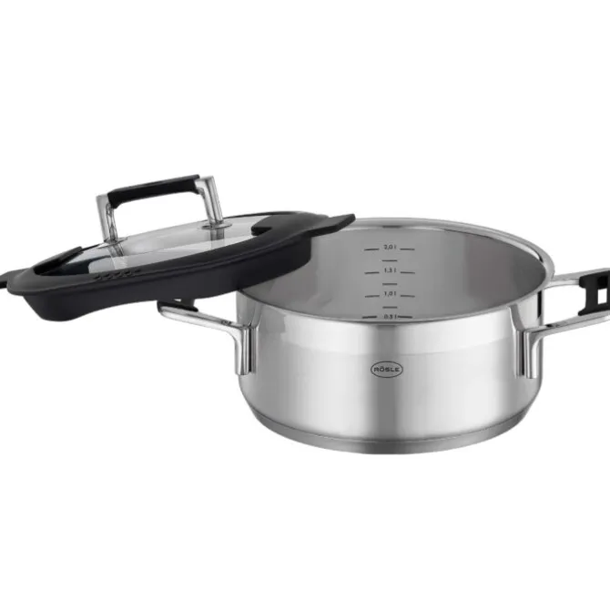 Rösle Silence Pro lage kookpan met glasdeksel ø 20 cm rvs
