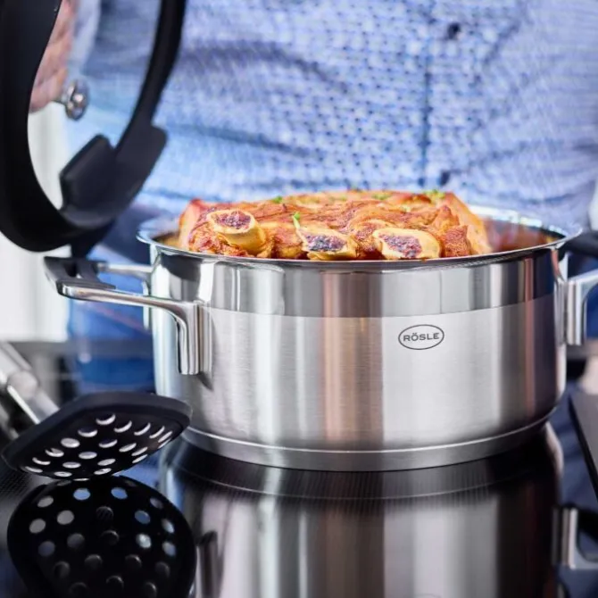 Rösle Silence Pro lage kookpan met glasdeksel ø 20 cm rvs