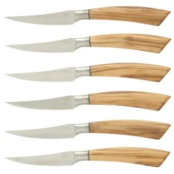 Saladini steakmes 10 cm olijfhout 6 stuks